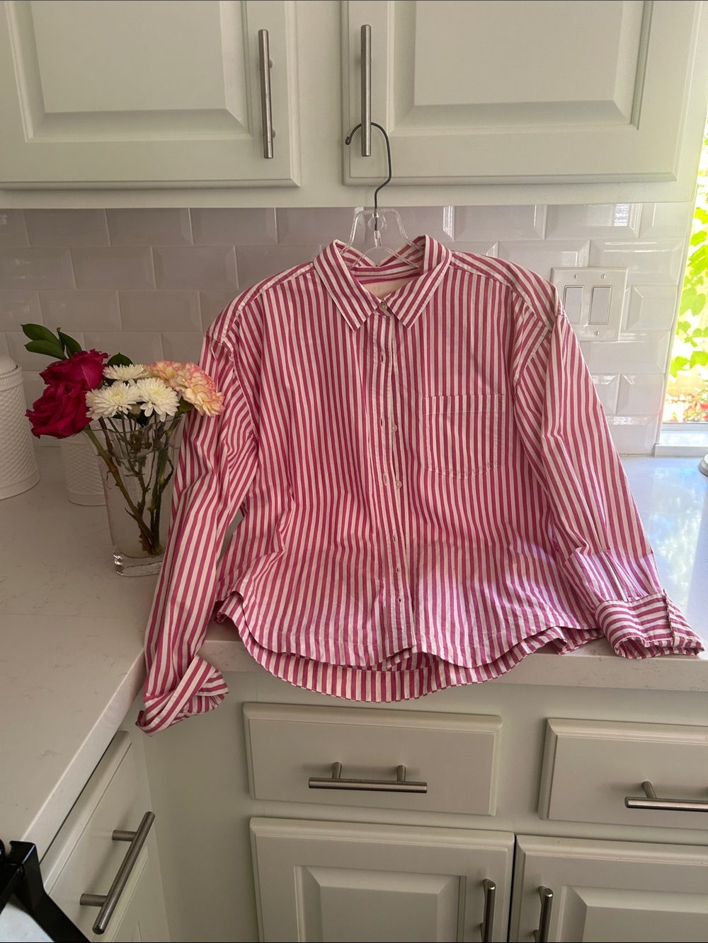 Lucky Brand Pink and White Striped Shirt